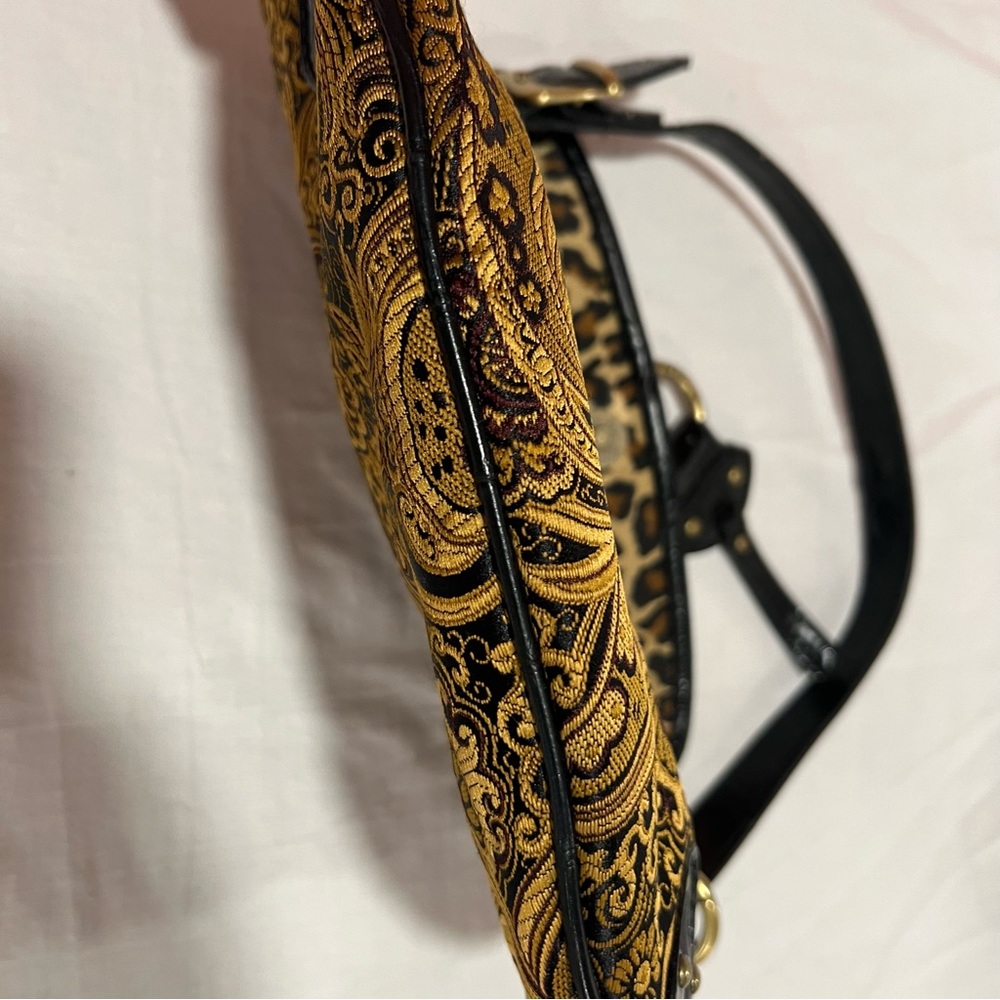 Vintage Nine West Black and Tan Brocade Cheetah Y2K Shoulder Bag - Picture 15 of 17